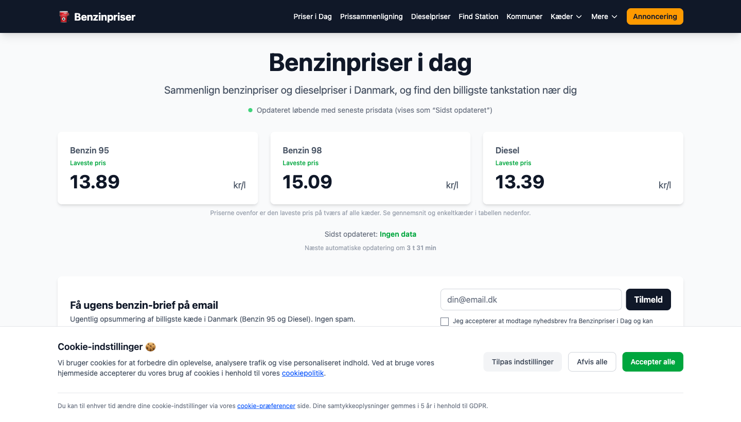 Benzinpriser i Dag fuel price comparison platform