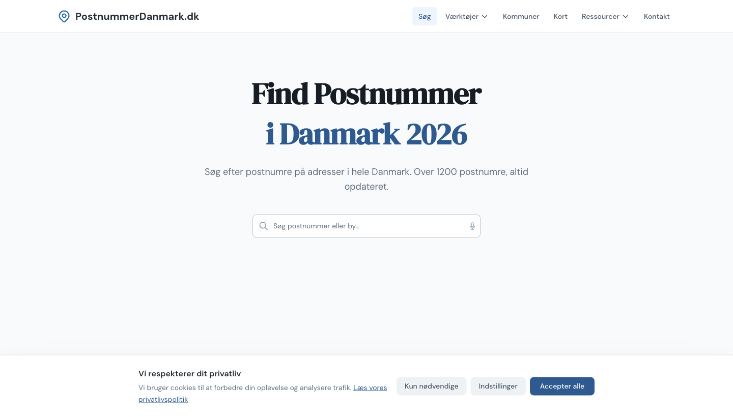 Postnummer Danmark postcode lookup platform